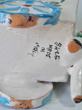 Статуэтка винтажная большая "Ослик с повозкой", ручная роспись, керамика, 22.5 см, Италия, 1960-70гг.