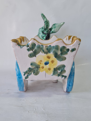 Статуэтка винтажная большая "Ослик с повозкой", ручная роспись, керамика, 22.5 см, Италия, 1960-70гг.