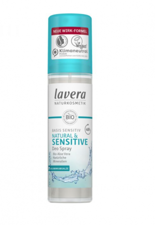 LAVERA Deo Spray basis sensitiv NATURAL & SENSITIVE, 75 ml, Лавера Дезодорант-спрей для чувствительной кожи, био-алоэ вера, 75 мл