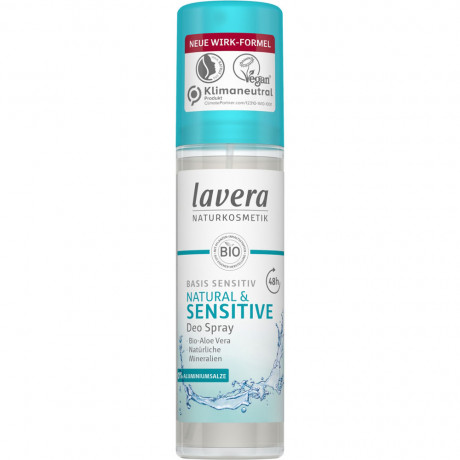 LAVERA Deo Spray basis sensitiv NATURAL & SENSITIVE, 75 ml, Лавера Дезодорант-спрей для чувствительной кожи, био-алоэ вера, 75 мл