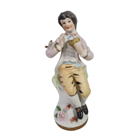 Статуэтка винтажная Im Stil Furstenberg "Юноша с птицей и цветами", фарфор, 21 см, Германия, 1960-70гг.