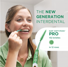 GUM Soft Picks Pro S 180 st (3 packs х 60st), Межзубные ёршики, зубочистки для зубов, изогнутая форма, ультрамягкие щетинки, очистка межзубных промежутков, уход за чувствительными деснами Набор 180 шт (3 х 60)