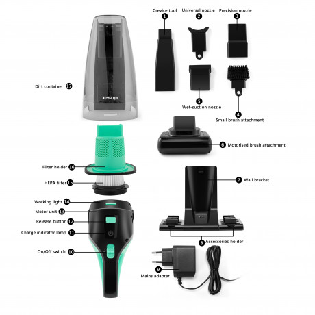 Linsar Akku-Handstaubsauger Akku Nass-/ Trocken-Sauger, Ladestation, LED, beutellos, 60 Min., 120W  Беспроводной ручной пылесос Linsar, аккумуляторный пылесос для влажной и сухой уборки, зарядная станция, светодиод, без мешка, 60 мин., 120 Вт