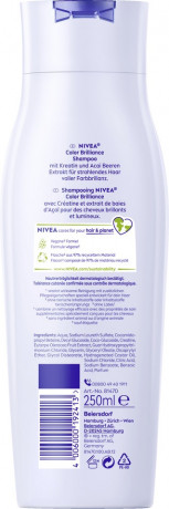NIVEA Color Brilliance Farbschutz Shampoo, 250 ml, Нивеа Шампунь для окрашенных волос, кератин и экстракт асаи, защита цвета и блеск, 250 мл