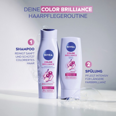 NIVEA Color Brilliance Farbschutz Shampoo, 250 ml, Нивеа Шампунь для окрашенных волос, кератин и экстракт асаи, защита цвета и блеск, 250 мл