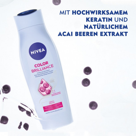 NIVEA Color Brilliance Farbschutz Shampoo, 250 ml, Нивеа Шампунь для окрашенных волос, кератин и экстракт асаи, защита цвета и блеск, 250 мл