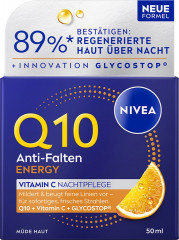 NIVEA Q10 Energy Anti-Falten Energy Vitamin C Nachtpflege, 50 ml, Нивеа ночной крем пантенол, витамин E, витамин C против морщин 50 мл