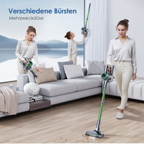 oyajia oyajia Akku-Stielstaubsauger Akku Staubsauger mit Smart Touchscreen Automatische Sauganpassung, 250,00 W, beutellos, Mit integrierter Ladestation, 25kPa, 50 Min. Laufzeit Grun Беспроводной пылесос oyajia Беспроводной пылесос с интеллектуальным сенс