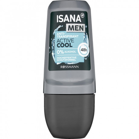 ISANA MEN Anti-Transpirant Active Cool Roll-on 50ml, Изана Мужской шариковый антиперспирант, активная прохлада, 48ч защита, 50 мл