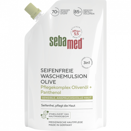 SEBAMED Waschemulsion Olive Nachfullbeutel, 400 ml, Себамед Эмульсия для мытья с оливой, для чувствительной кожи, 400 мл