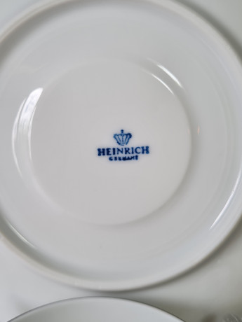 Чайная пара винтажная Heinrich, белый фарфор с серебряным узором, Германия, 1960-1970гг.