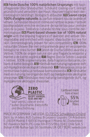 WELEDA Feste Duschpflege Lavender + Vetiver, 75 g, Твёрдое средство для душа Lavender + Vetiver с маслом ши и ароматом лаванды и ветивера, 75 г