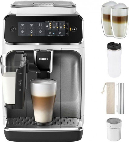 Philips Philips Kaffeevollautomat 3200 Serie EP3243/70 LatteGo, inkl. gratis Genusspaket im Wert von UVP 49,99 €, weiss Полностью автоматическая кофемашина Philips серии 3200 EP3243/70 LatteGo, включая бесплатный пакет развлечений стоимостью 49,99 евро,
