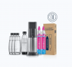 SodaStream DUO Upgrader Pack аппарат для газирования воды (Германия), 3 стеклянные и 1 пластиковая бутылки + 2 CO баллона, домашняя газированная вода, универсальный комплект