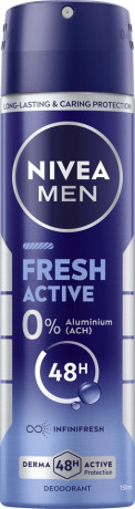 NIVEA MEN Fresh Active Deodorant Spray, 150 ml, Нивеа Мужской дезодорант спрей, морские экстракты, 0% алюминия, формула INFINIFRESH, 48ч защита, 150 мл