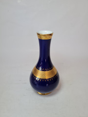 Ваза винтажная Royal KPM Bavaria, кобальт, темно-синий фарфор с золотым декором, 20 x 9 см / 3 см, Германия, 1960-70гг.