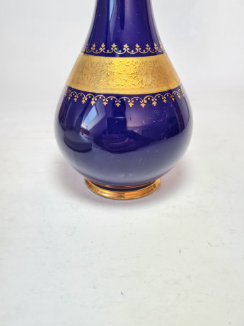 Ваза винтажная Royal KPM Bavaria, кобальт, темно-синий фарфор с золотым декором, 20 x 9 см / 3 см, Германия, 1960-70гг.