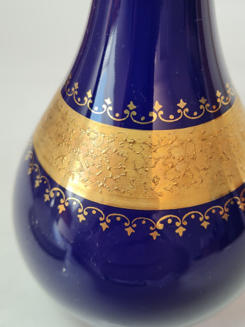 Ваза винтажная Royal KPM Bavaria, кобальт, темно-синий фарфор с золотым декором, 20 x 9 см / 3 см, Германия, 1960-70гг.
