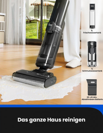 meeteu meeteu Nass-Trocken-Akkusauger 4-in-1 Kabellos mit Akku Staubsauger, 45 Minuten Laufzeit, automatische Reinigung Беспроводной пылесос Meeteu для влажной и сухой уборки, беспроводной пылесос 4-в-1 с аккумулятором, время работы 45 минут, автоматичес