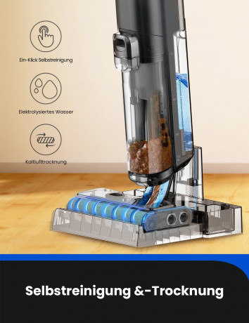 meeteu meeteu Nass-Trocken-Akkusauger 4-in-1 Kabellos mit Akku Staubsauger, 45 Minuten Laufzeit, automatische Reinigung Беспроводной пылесос Meeteu для влажной и сухой уборки, беспроводной пылесос 4-в-1 с аккумулятором, время работы 45 минут, автоматичес