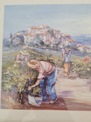 Картина винтажная &quot;Сбор винограда&quot; М.Кристоф, 35 x 28,5 см, Германия, 1960-70гг.