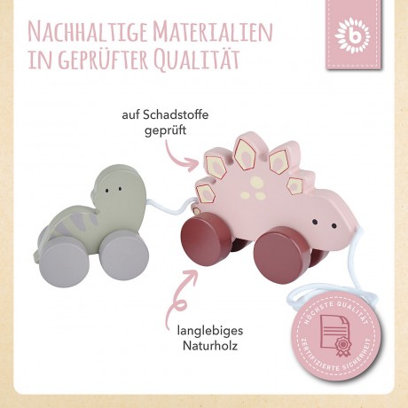 bieco Nachziehspielzeug Holz Dinos Kinder Nachziehtier Holzspielzeug ab 1J. Ziehtier Nachziehspielzeug Игрушка-перетягивание деревянные динозавры детская игрушка-перетаскивание от 1 года. Потяните за игрушку