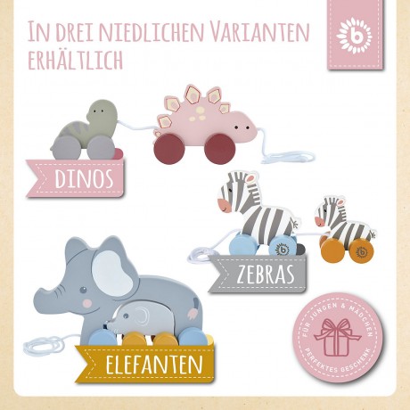 bieco Nachziehspielzeug Holz Dinos Kinder Nachziehtier Holzspielzeug ab 1J. Ziehtier Nachziehspielzeug Игрушка-перетягивание деревянные динозавры детская игрушка-перетаскивание от 1 года. Потяните за игрушку