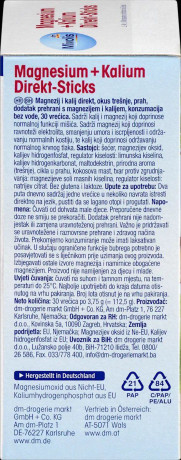 Mivolis Magnesium + Kalium Direkt-Sticks 30stk, Магний + Калий в стиках для снижения утомляемости и нормальной функции мышц, 30 шт