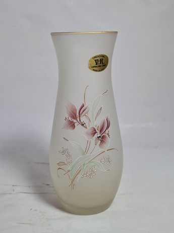 Ваза винтажная Creazioni V.R. с пастельными цветами, матовое стекло, 17.5 см, Италия, 1960-70гг.