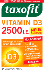 taxofit (таксофит) Vitamin D3 2500 IE Mini-Tabletten 50 St, таксофит Витамин D3 2500 IE мини-таблетки 50 шт.