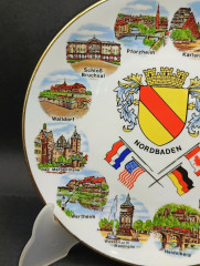 Тарелка декоративная винтажная Wundsiedel Bavaria &quot;Города Земли Баден-Вюртемберг&quot;, сувенирная, фарфор, 19 см, Германия, 1970-80гг.