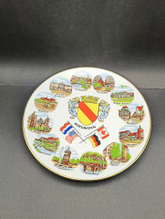 Тарелка декоративная винтажная Wundsiedel Bavaria &quot;Города Земли Баден-Вюртемберг&quot;, сувенирная, фарфор, 19 см, Германия, 1970-80гг.
