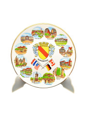 Тарелка декоративная винтажная Wundsiedel Bavaria &quot;Города Земли Баден-Вюртемберг&quot;, сувенирная, фарфор, 19 см, Германия, 1970-80гг.
