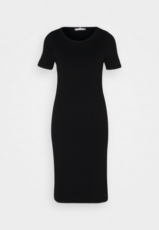 Tommy Hilfiger KNEE DRESS Jersey dress black ПЛАТЬЕ НА КОЛЕНАХ Платье из джерси черный