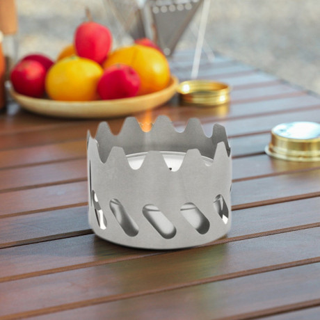 Rutaqian Rutaqian Gaskocher Alkoholkocher Ultraleichter tragbarer Mini-Gaskocher aus Aluminium, (Verdampferofen Fest-Flussigkeit Dual-Use-Camping-Teekocher Haushalts-Trockentopf, Zusammenklappbarer Hitzebestandiger Winddichter Alkoholbrenner), Titan 2-tei