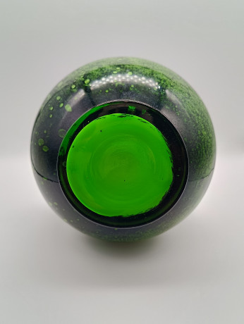 Ваза для цветов большая в зеленых оттенках Arte Deco винтажная, стекло, 25 см, Германия, 1960-80гг.