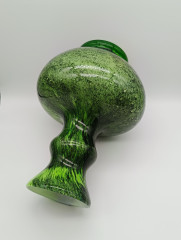 Ваза для цветов большая в зеленых оттенках Arte Deco винтажная, стекло, 25 см, Германия, 1960-80гг.