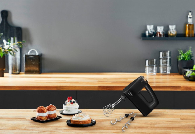 Krups Krups Handmixer F60858 3Mix 7000, 500 W, limitierte Edition, Zubehortasche, Quirl+Knethaken aus Edelstahl Ручной миксер Krups F60858 3Mix 7000, 500 Вт, ограниченная серия, сумка для аксессуаров, венчик + крюк для теста из нержавеющей стали