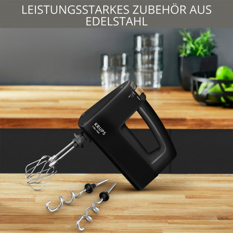 Krups Krups Handmixer F60858 3Mix 7000, 500 W, limitierte Edition, Zubehortasche, Quirl+Knethaken aus Edelstahl Ручной миксер Krups F60858 3Mix 7000, 500 Вт, ограниченная серия, сумка для аксессуаров, венчик + крюк для теста из нержавеющей стали