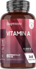 WeightWorld Vitamin A Tablets 10,000IU Retinol 365st, Витамин A для здоровья глаз и сияющей кожи (Великобритания), запас на год, 365шт, 