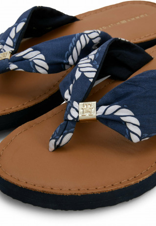 Tommy Hilfiger ELEVATED ROPE PRINT T-bar sandals space blue ELEVATED ROPE PRINT Сандалии с Т-образной перемычкой космический синий