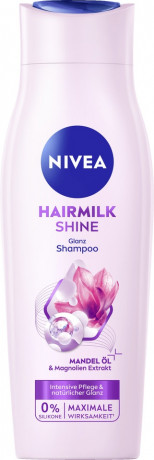 NIVEA Hairmilk Shine Glanz Shampoo, 250 ml, Нивеа Шампунь для блеска, миндальное молоко и экстракт магнолии, восстановление, 250 мл