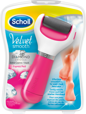 Scholl Velvet Smooth Электрическая Роликовая Пилка с бриллиантовой крошкой для Удаления Ороговевшей Кожи, Розовая, 1 шт.