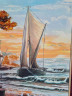 Картина винтажная "Морской пейзаж с парусником", масло/янтарь с Балтийского моря, ручн.работа, рама из бруанского золота, 45 x 35 см, Германия, 1970гг.