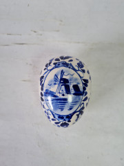 Шкатулка винтажная Delft Blue Holland в форме яйца, ручная роспись, фарфор, 8,5 x 6 x 6 см, Нидерланды, 1960-70гг.