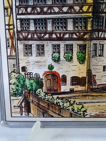 Картина винтажная "Нюрнберг", на стекле с металлич.цепочкой, 29 x 23 см, Германия, 1960-70гг.