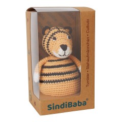 SindiBaba® Baby-Stehaufmannchen Tiger TONI gehakelt mit Glockchen Детская стоячая игрушка тигренок TONI связана крючком с колокольчиком