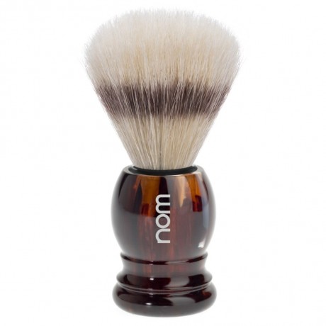 nom Rasierpinsel schwarzer Dachszupf, Griffmaterial Kunststoff schildpatt  Помазок черный барсук, материал ручки пластик черепаховый