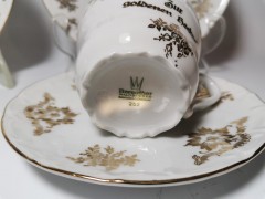 Чайный набор винтажный Bareuther Waldsassen Bavaria &quot;Золотая свадьба&quot;, с позолотой, на 2 персоны, 6 предметов, фарфор, Германия, 1960-70гг.