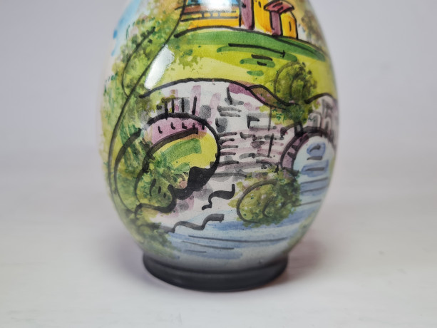 Dipinto A Mano Ваза для цветов "Пейзаж", ручная роспись, 12,5 x 7 см, Италия, 1960-70гг.